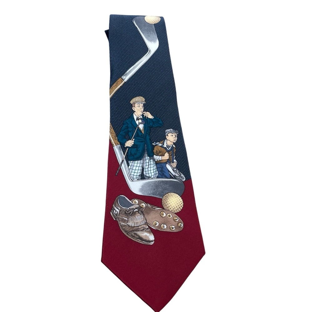 Norman Rockwell Saturday Evening Post. Vintage Novelty Golf Tie 100% silk